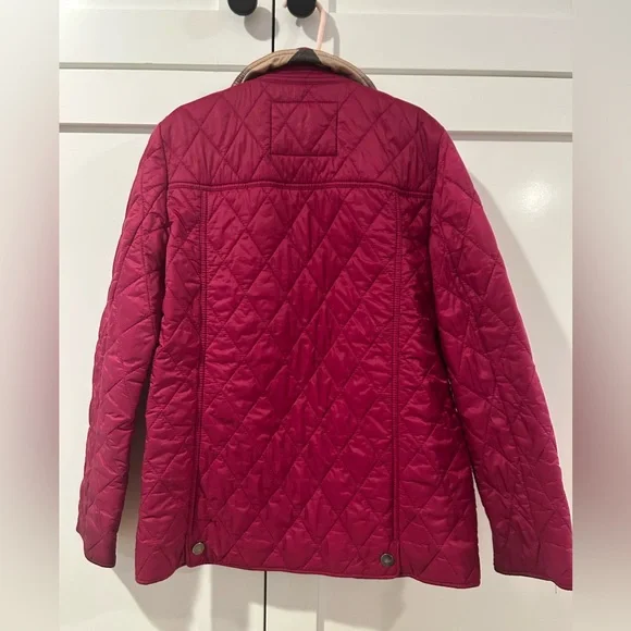 Girl’s Quilted Burberry Jacket - In Berry, Size 10 - Picture 2 of 4